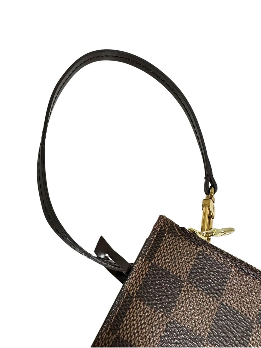 Louis Vuitton Damier Ebene Canvas & Leather Wristlet with Red Interior - Picture 10 of 14